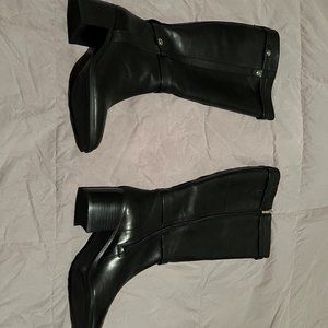 Essex Lane Black Leather Knee High Boots Wide Calf Size:  7.5M
